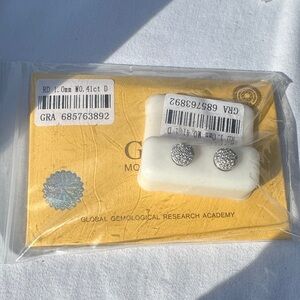 Silver Moissanite 1 mm .41 credit Stud Earrings